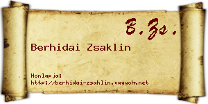 Berhidai Zsaklin névjegykártya